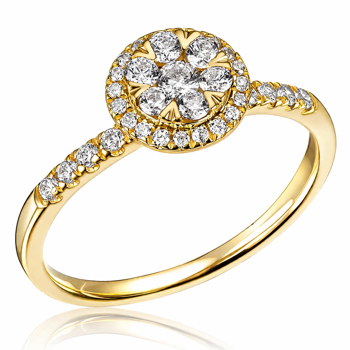 Damenring 585 Gelbgold 35 Brillanten zus. 0,46 ct.