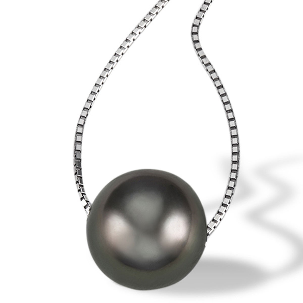 Collier 375 Weißgold Venezinerkette 1 Tahiti Perle 9-10 mm