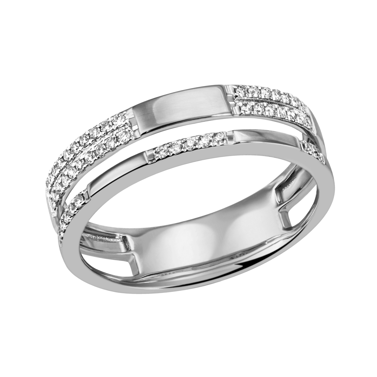 Damenring Weißgold 375 46 Brillanten 0,15 ct.