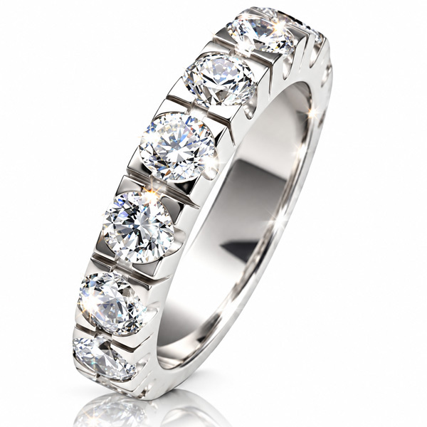 Damen Ring Memoire Weissgold 585 mit ca. 16 Brillanten über 3 Karat