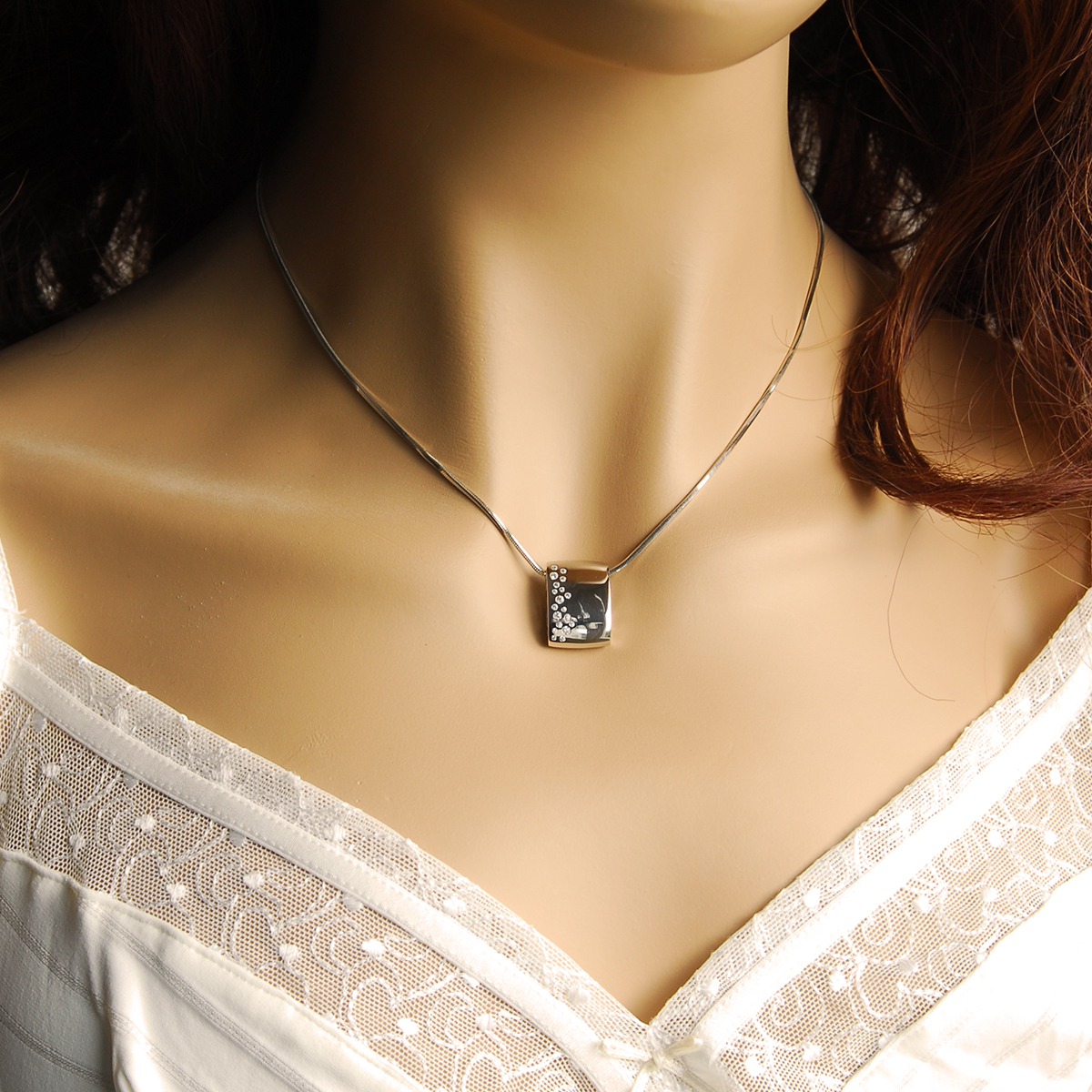 Collier 925 Sterlingsilber Sternenhimmel mit 19 weißen Zirkonia