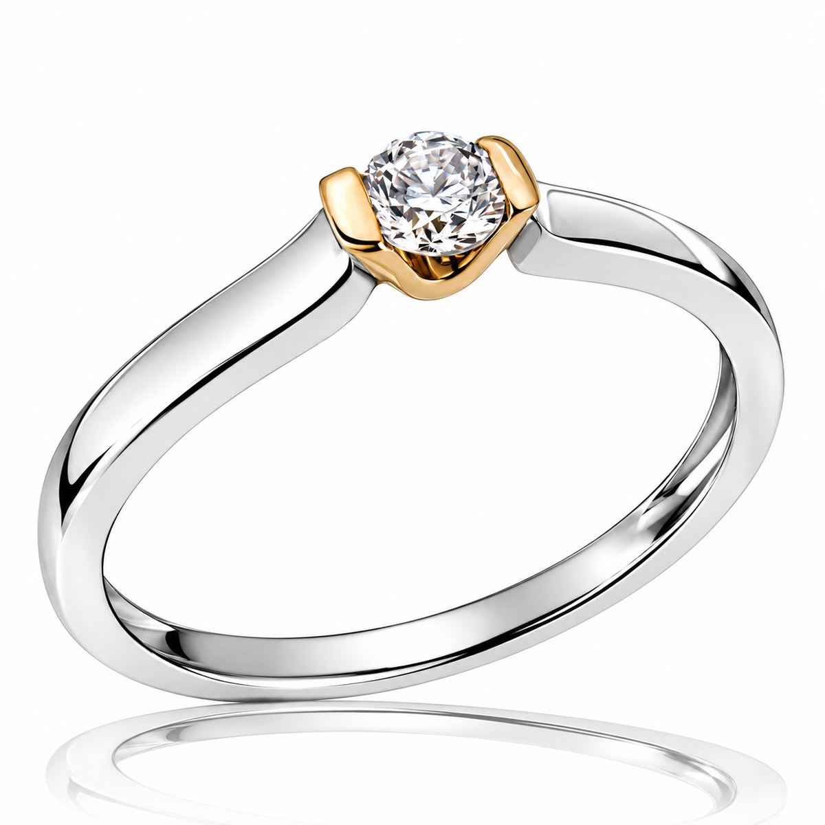 Damenring Solitär 585 Gelbweiß 1 Brillant 0,25 ct.
