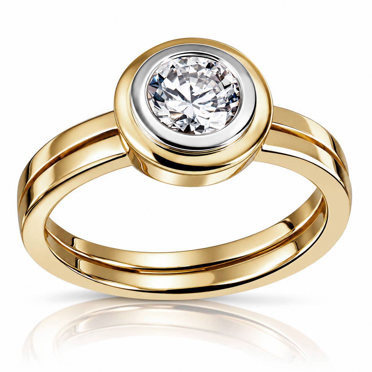 Damenring Solitär Verlobungsring 585 Gelbgold 1 Brillant 1,00 ct. P1/H