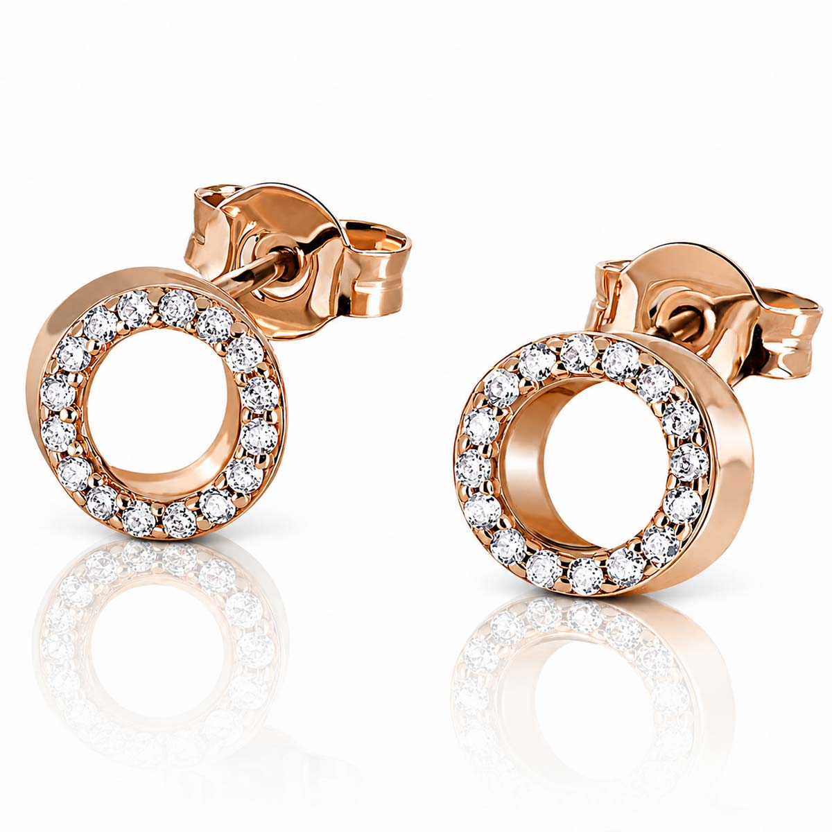 Paar Ohrstecker 585 Roségold 32 Diamanten 0,22 ct.