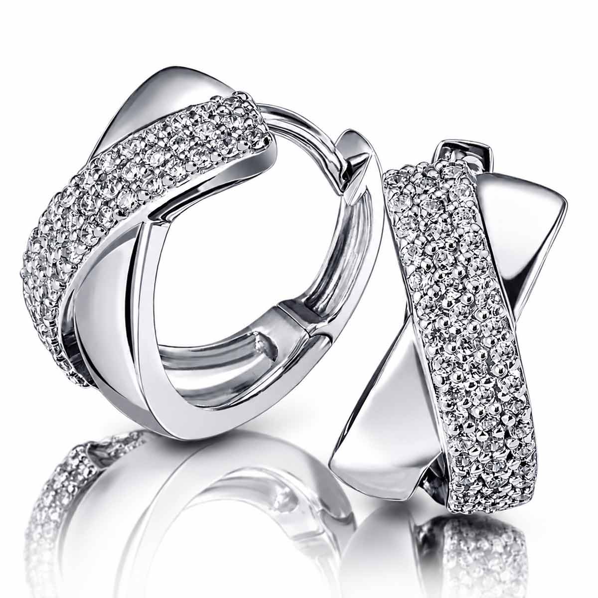 Paar Creolen Pavee 925 Sterlingsilber 94 klare Zirkonia