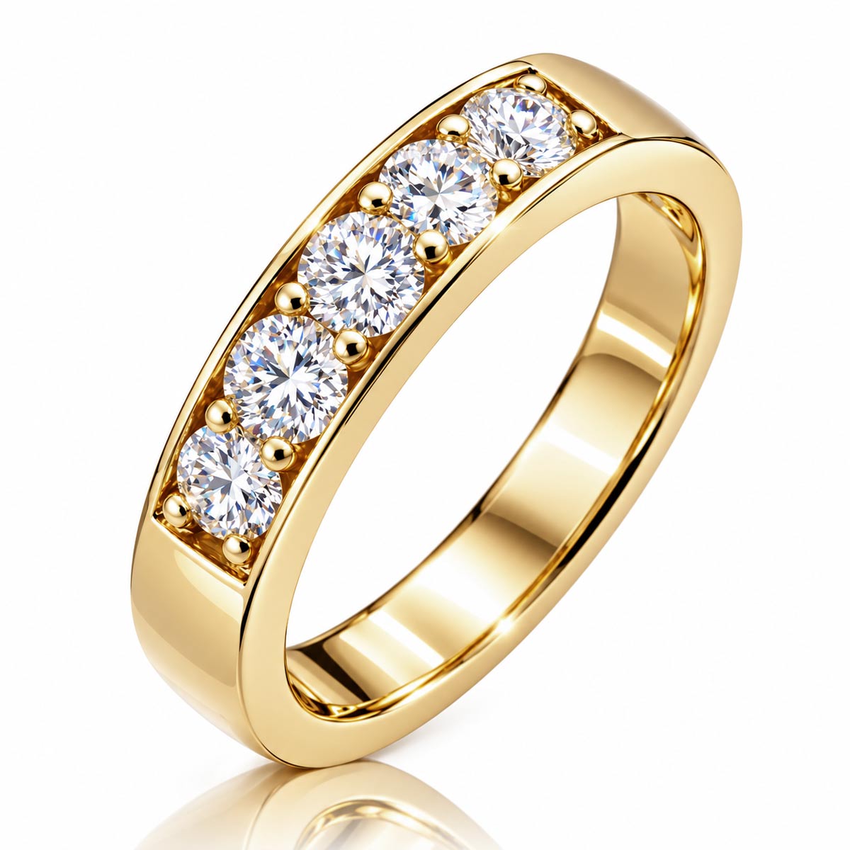 Damen Ring Memoire Gelbgold 585 mit 5 Brillanten 0.75 ct.
