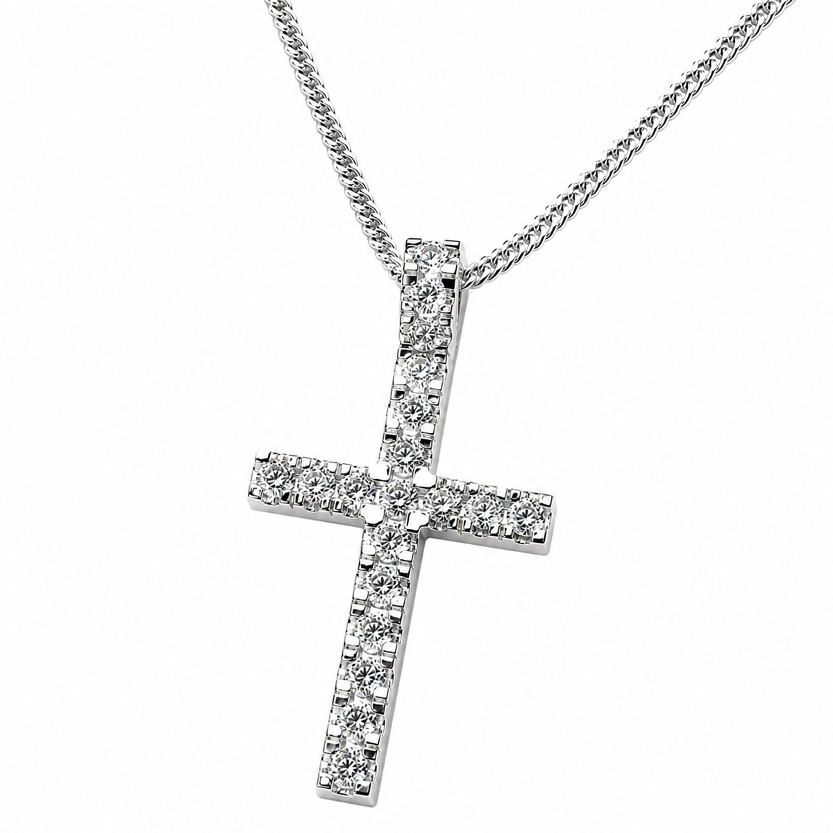 Damen Collier Kreuz 925 Sterlingsilber 19 Zirkonia 