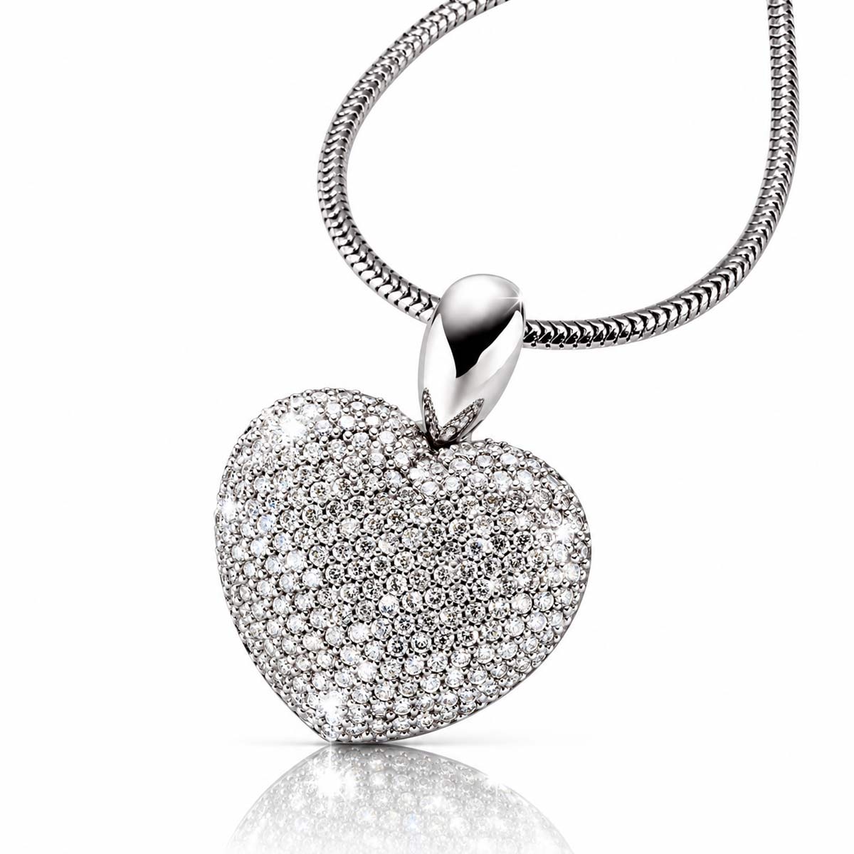 Collier Paveeherz 585 Weissgold 231 Brillanten zus. 1,50 ct. SI1/weiss