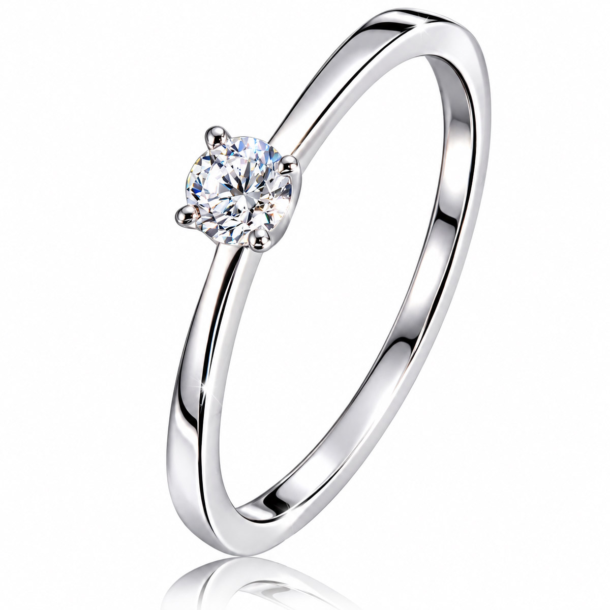 Damen Ring Solitär Weißgold 585 1 Brillant 0,10 ct.