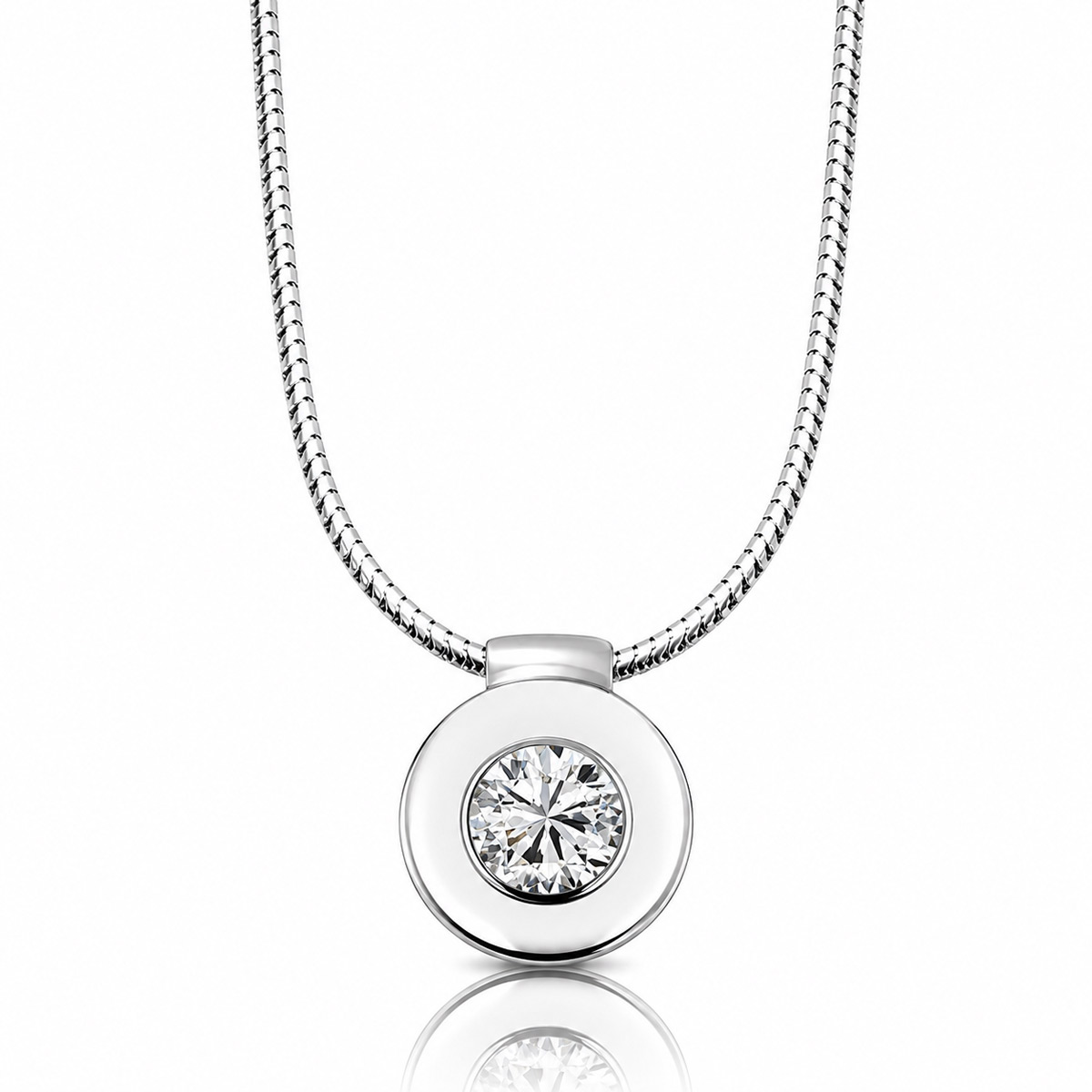Stella Diamant Collier 750/- Weißgold 1 Brillant 0.50 ct. Lupenrein oder SI - Expertise GIA, IGI, HRD