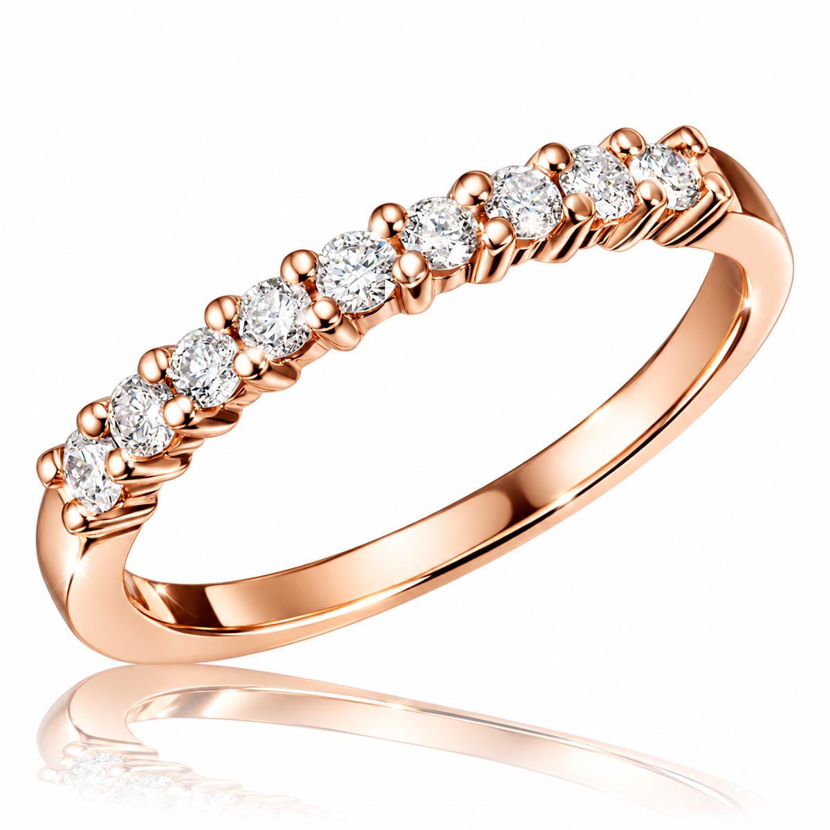 Damenring Memoire 585 Roségold 9 Brillanten weiss 0.30 ct.