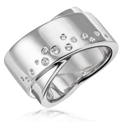 Damen Ring 925 Sterlingsilber sehr massiv 14weiße Zirkonia