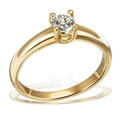 Damen Ring Solitär 4er Krone 585 Gelbgold Brillant 0,50 ct. Halbkaräter P1/KL