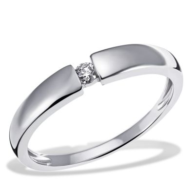 Damenring Verlobung Solitär 585/- Weißgold 1 Diamant 0,10 ct. SI1/H