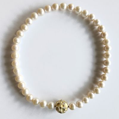 Damen Kette Süsswasser Perlen weiss 10,5-12 mm, ca. 45 cm Länge